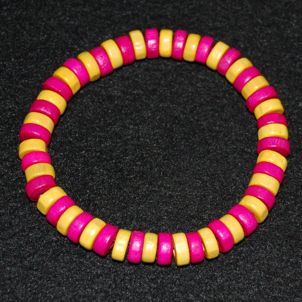 Pink Bracelet,Wood Bracelet,Pink Surfer Bracelet,Pink Wooden Bracelet